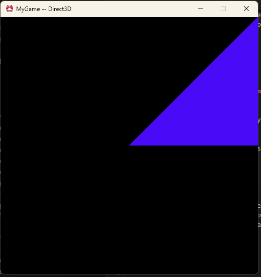 The MyGame window showing the animated triangle